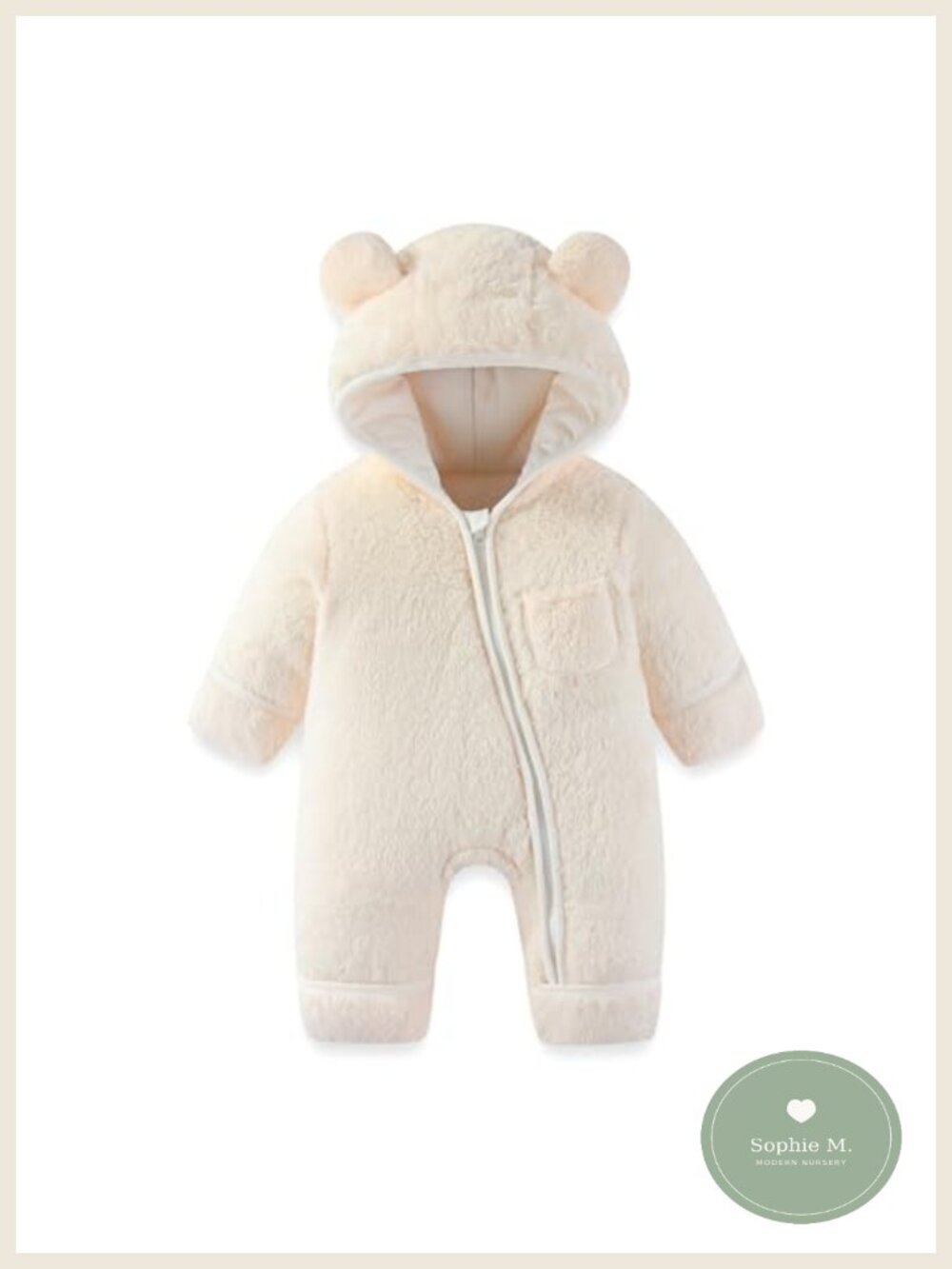 Newborn Fleece Bear Romper Snowsuit Fold-Over Mittens Footies Winter